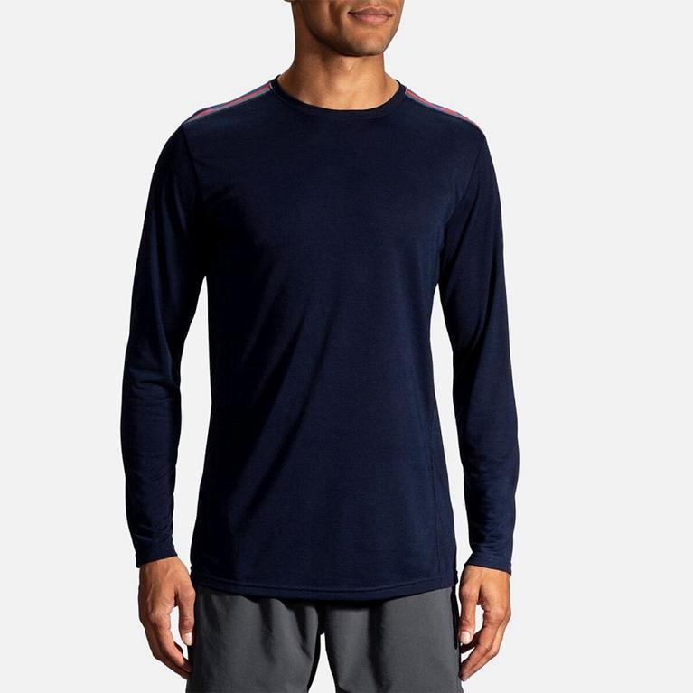 Brooks Distance Mens Long Sleeve Running Shirt - Grey - Indonesia (RUNJ-81573)